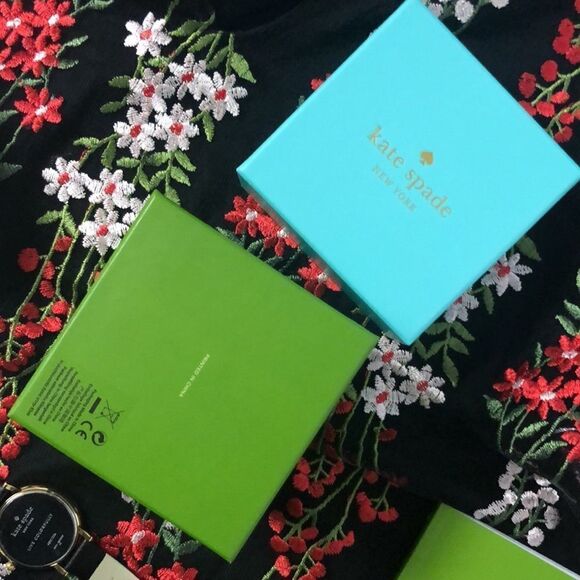 Kate Spade Gold with Gems Black Leather Strap Watch - Picture 8 of 12